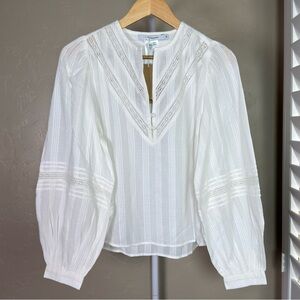 La Fée Maraboutée Organic Cotton Ivory Lace Blouse EU 36 Small NWT Semi-sheer